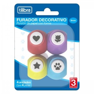 FURADOR DECORATIVO SORTIDO - 9MM - 4 UNIDADES