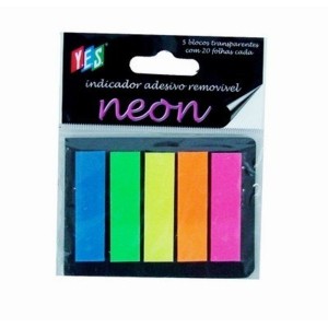 MARCADOR DE PÁGINA YES NEON 5 UNIDS COM 20FLS CADA 45505D