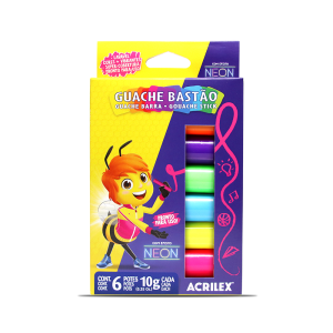 TINTA GUACHE BASTAO NEON 6 CORES ACRILEX REF.020080000