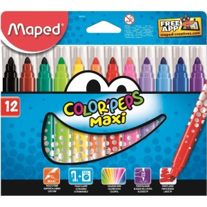 CANETA HIDRÓGRAFICA 12 CORES MAXI COLOR PEPS MAPED 846020