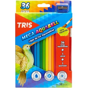 LAPIS DE COR C/36 CORES AQUARELAVEL+APONTADOR+PINCEL REF-15053