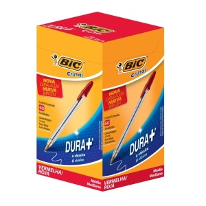 CANETA ESFEROGRÁFICA BIC CRISTAL VERMELHA CX C/50