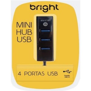 MINI HUB USB BRIGHT 4 PORTAS 2.0 PRETO
