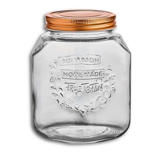 POTE DE VIDRO SQUARE COM TAMPA HERMETICA DE METAL METALIZADO ROSE GOLD HAUSKRAFT 1L