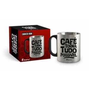 CANECA METAL INOX - CAFÉ TORNA TUDO POSSÍVEL