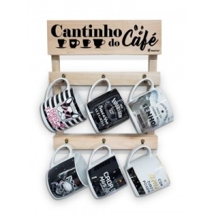 PORTA XÍCARAS MADEIRA - CANTINHO DO CAFÉ