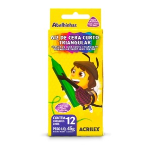 GIZ DE CERA CURTO TRIANGULAR 12 CORES ACRILEX
