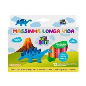 MASSA DE MODELAR LONGA VIDA 180G 12 CORES UTI GUTI