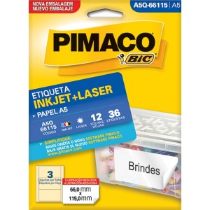 ETIQUETA INKJET + LASER A5Q-66115 PIMACO