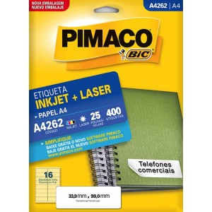 ETIQUETA INKJET + LASER A4262 PIMACO