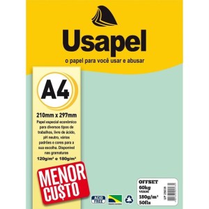 PAPEL SULFITE A4 OFFSET 180GR 50FLS VERDE - UN