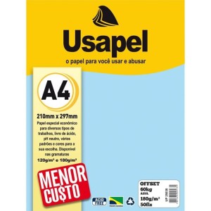 PAPEL SULFITE A4 OFFSET 180GR 50FLS AZUL - UN