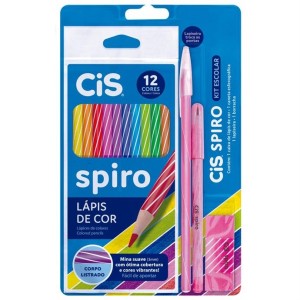 KIT ESCOLAR CIS SPIRO COM 4 PEÇAS ROSA