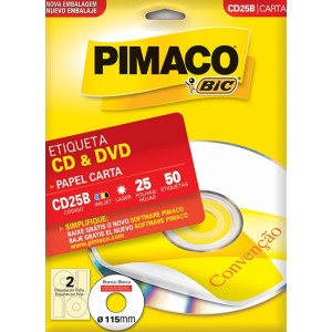 ETIQUETA INKJET + LASER  CD25B - CD 25 folhas CARTA
