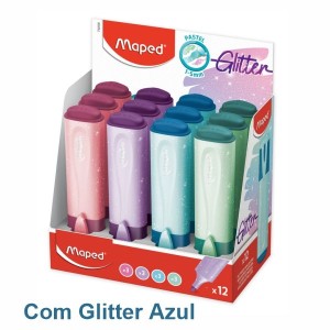 CANETA MARCA TEXTO MAPED FLUOPEPS TONSPASTEL GLITTER REF-742038 AZUL