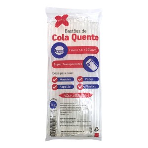 Bastão de Cola Quente Fino 1kg – Super Transparente